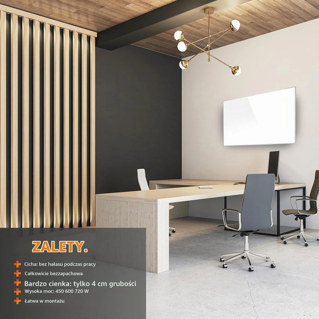 KAISER® Promiennik na podczerwień 720W - panel grzewczy z nóżkami i wyświetlaczem LCD - montaż na ścianie i suficie lub mobilny - energooszczędne ogrzewanie elektryczne z termostatem i pilotem - do