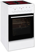 Cocina independiente Exquisit, cocina de 50 cm con placa vitrocerámica, calor superior/inferior, horno con ventilador y grill, cocina eléctrica independiente de 50 cm, color blanco, ECM 5-4-1