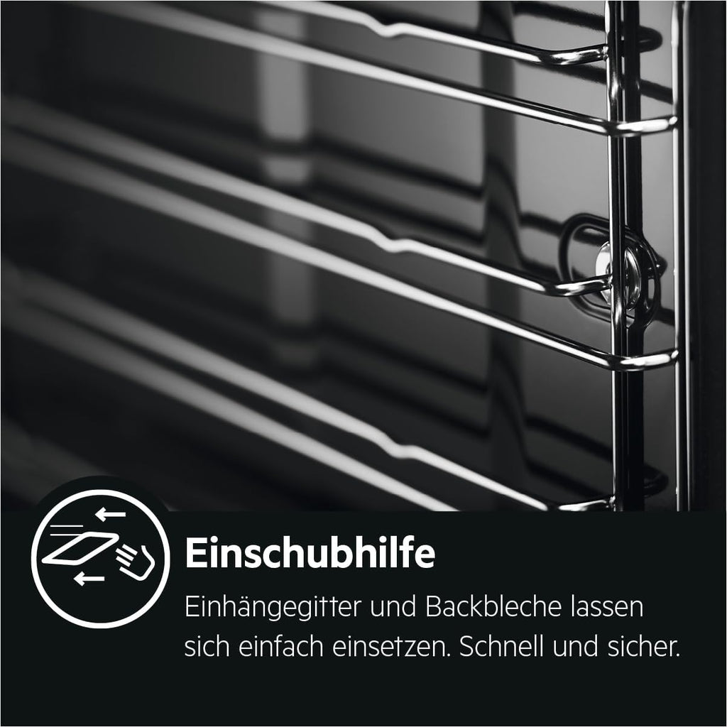 Horno empotrable AEG – Serie 5 Aire caliente circular: resultados de cocción uniformes en 3 niveles – Autolimpieza por pirólisis – 25 programas automáticos – Pantalla táctil LED – Calentamiento rápido – Negro – BPE53516AB
