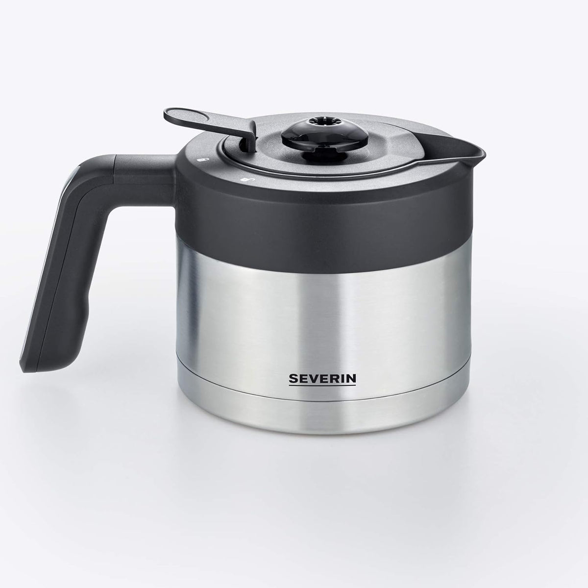 Cafetera de filtro Severin "Caprice" con jarra térmica antigoteo, como hecha a mano, cafetera para hasta 8 tazas, cafetera con temporizador, 1 l, acero inoxidable cepillado/negro, KA 5763