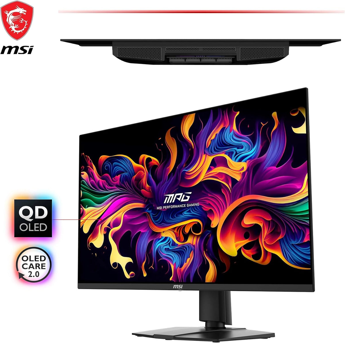 Monitor gaming MSI MPG 271QRX QD-OLED de 26,5 pulgadas WQHD - Panel Quantum Dot OLED 2560 x 1440, 360Hz / 0,03ms, 99% DCI-P3, ΔE≤2, DisplayHDR True Black 400 - KVM, RGB, DP 1.4a, HDMI 2.1, USB Type-C