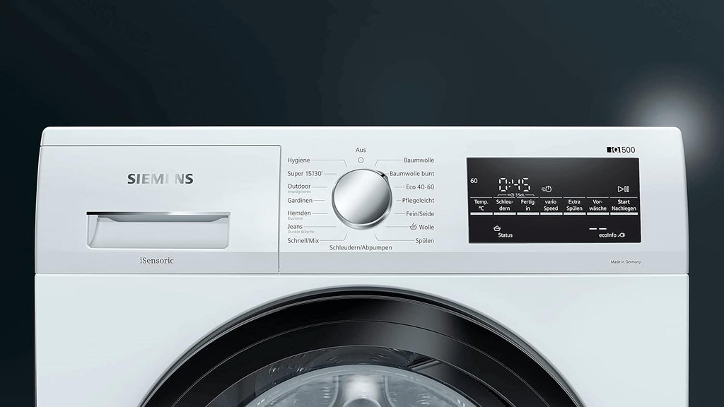 Lavadora Siemens WM14G400 iQ500 / 8kg / C / 1400 rpm / Programa Outdoor / Función varioSpeed / Función de pausa y carga / aquaStop, blanco/negro