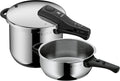 Juego de olla a presión WMF Perfect One Pot para inducción, 2 piezas, olla a presión de 6,5 l y 3 l, señal de cocción grande, 2 niveles de cocción, mango de tapa extraíble, acero inoxidable