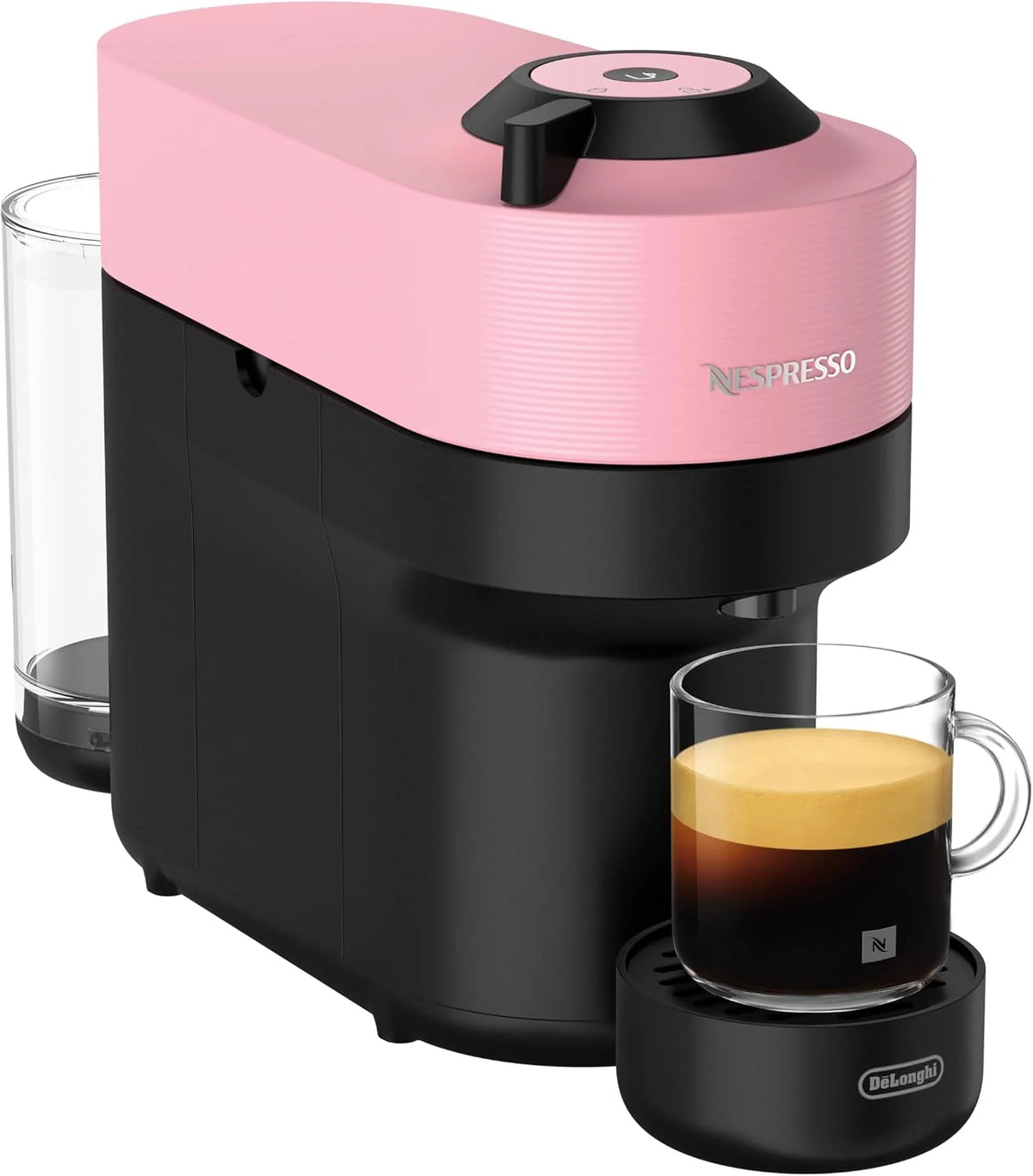 Nespresso De'Longhi Vertuo Pop ENV90.P, ekspres do kawy na kapsułki, funkcja Cold Brew, 4 rozmiary filiżanek, łączność Bluetooth i Wi-Fi, 1 filiżanka do kawy z pakietem powitalnym, różowy