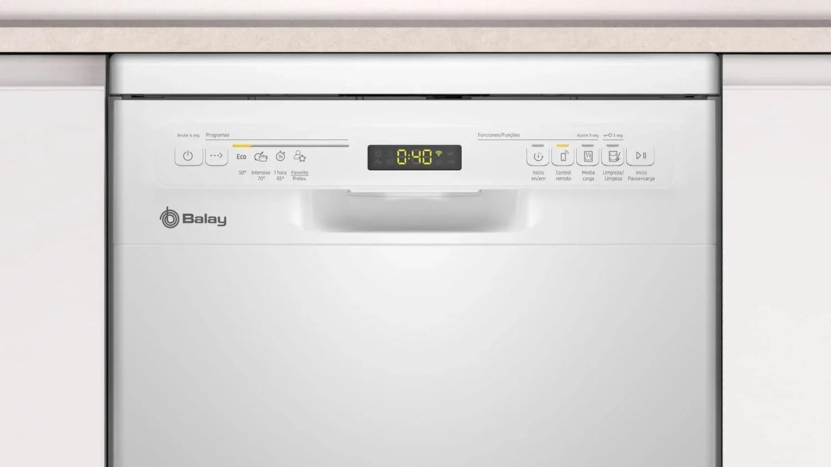 Balay - Lavavajillas, Libre instalación, 45 cm de ancho, Motor ExtraSilencio, Home Connect, Display LED, Blanco, 3VN4030BA
