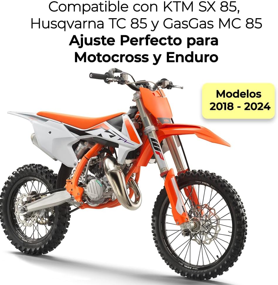 Sistema de escape Doma Racing para KTM SX 85 / Husqvarna TC 85 / GasGas MC 85 (modelos 2018-2024) - Aumenta la potencia y el rendimiento - Acero de alta calidad