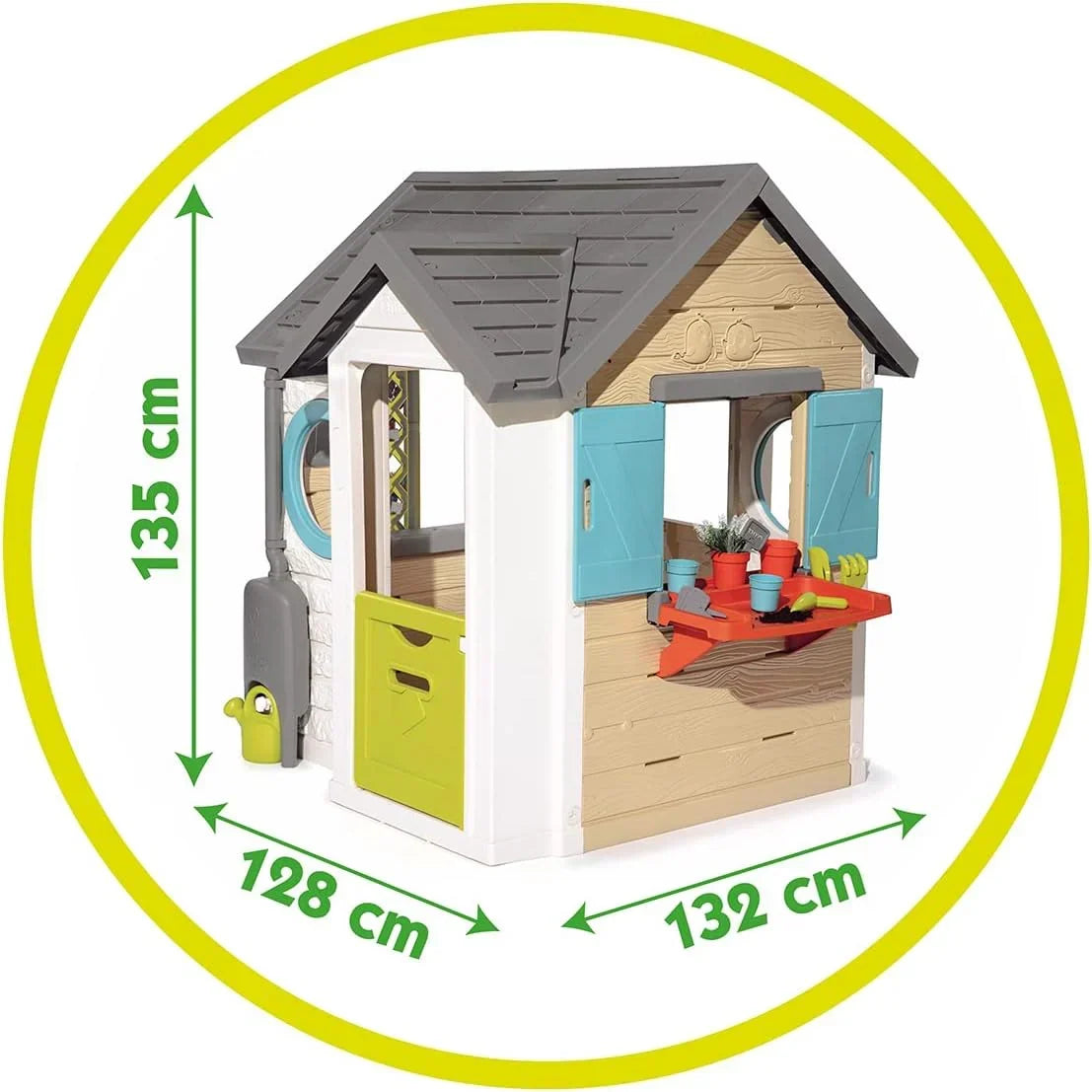 Smoby Life Garden House - Casa de Jardín Infantil - Incluye Jardinera, Comedero para Pájaros, Herramientas y Accesorios - Protección UV - Material Reciclado - más de 2 años (7600810408)