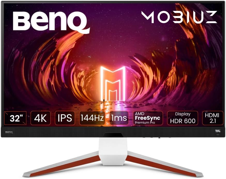 Monitor gaming 4K BenQ MOBIUZ EX3210U (32 pulgadas, IPS, 144 Hz, 1 ms, HDR 600, HDMI 2.1, ancho de banda completo de 48 Gbps, compatible con VRR para PS5, control remoto)