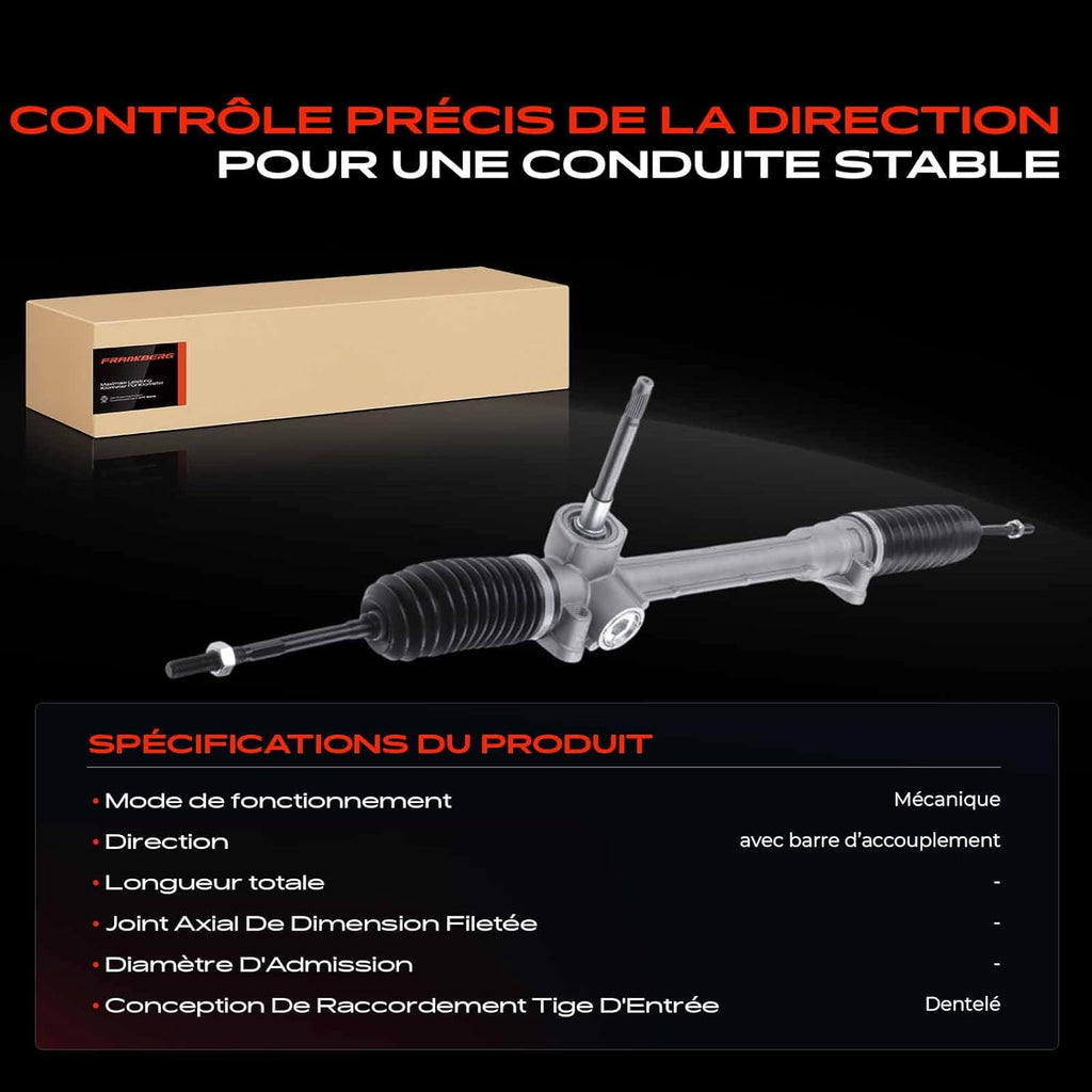 Frankberg Cremallera de dirección mecánica para conducción a la izquierda compatible con Panda 312 319 0.9L 2012-2022 Ypsilon 846 1.2L 2011-2022 Reemplazar# 51965755