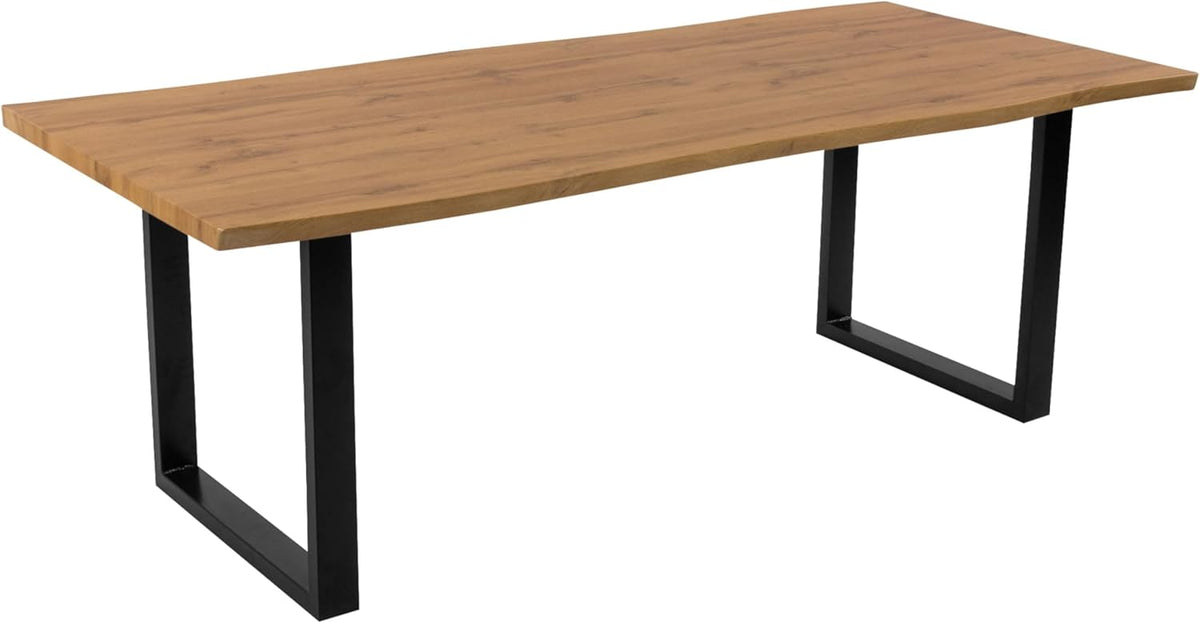 SAM Juego de 7 piezas Grupo de comedor Josy | 200 x 100 cm | Madera efecto roble silvestre | Set de sillas Susi gris | Estructura en U negra | Mesa de comedor con 6 sillas | Mesa de comedor/mesa de cocina/mesa de madera | Comedor