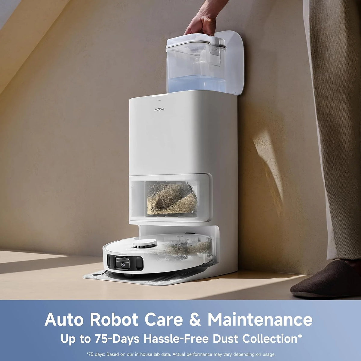 Mova E40 Ultra robot odkurzający z funkcją wycierania, automatyczne opróżnianie i 19 000 Pa, mop MaxiReach T, szczotka boczna bez plątania, dopływ. 80 ml wody, wielofunkcyjna stacja do 75 dni