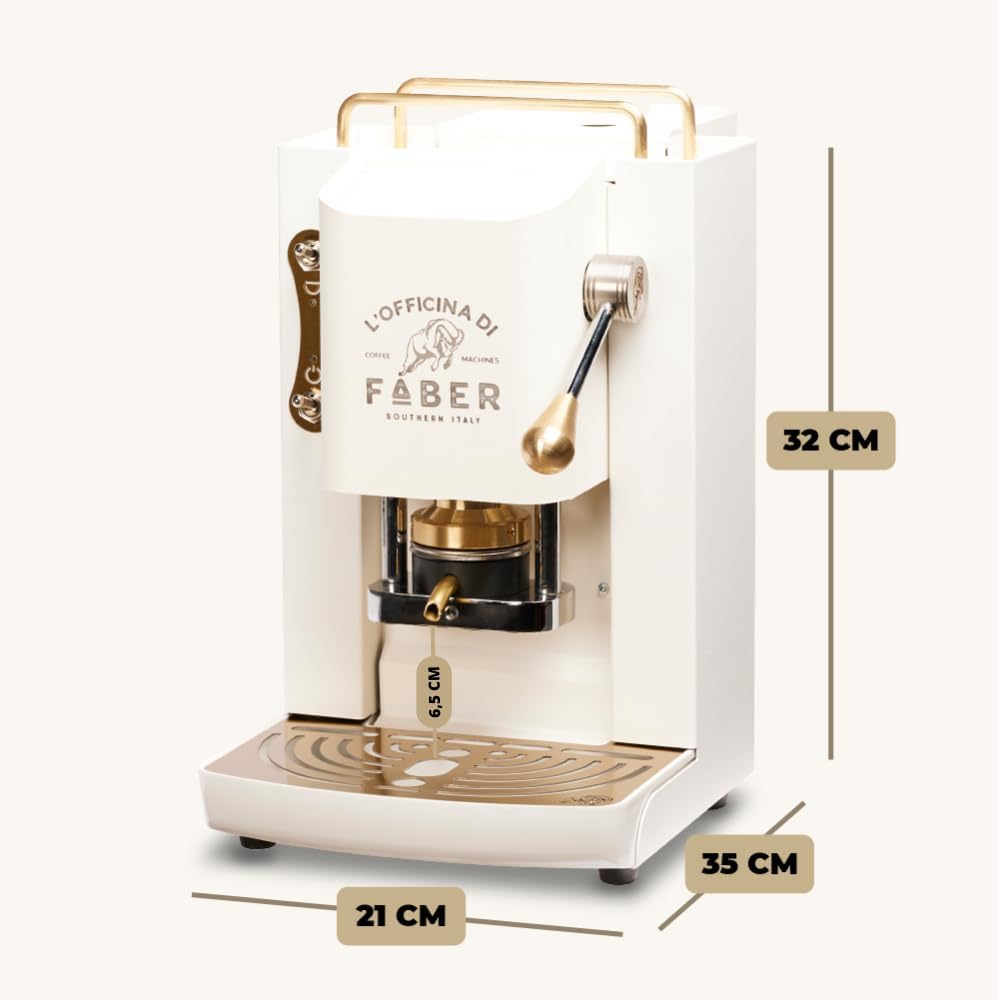 Cafetera Faber PRO Total Deluxe de latón, papel ESE de 44 mm, 1,3 litros, (blanco)