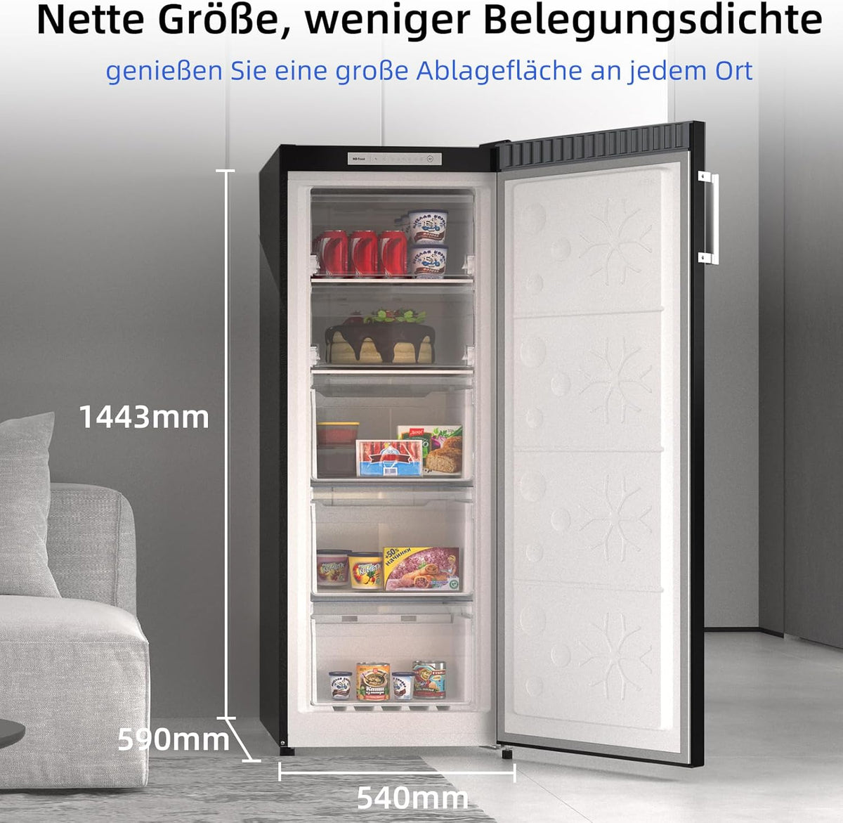 Congelador CHiQ FSD166NE4E 166 L, tecnología No Frost, puerta reversible, acero inoxidable negro, 144 cm de altura