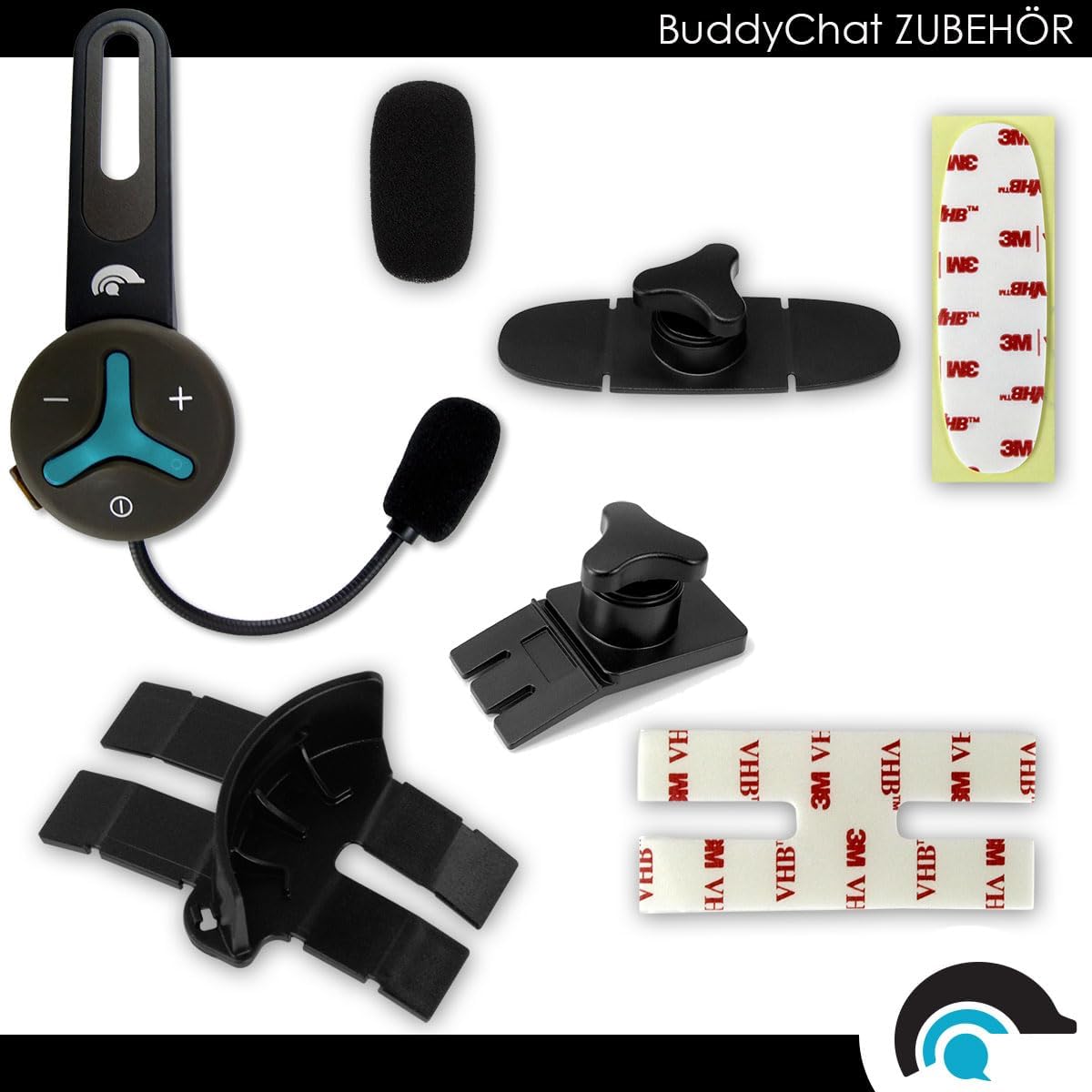 @tec BuddyChat Trio - Módulo de auricular Bluetooth® 3X para sistema de intercomunicación de hasta 3 personas (intercomunicador, manos libres) con un alcance de hasta 1 km