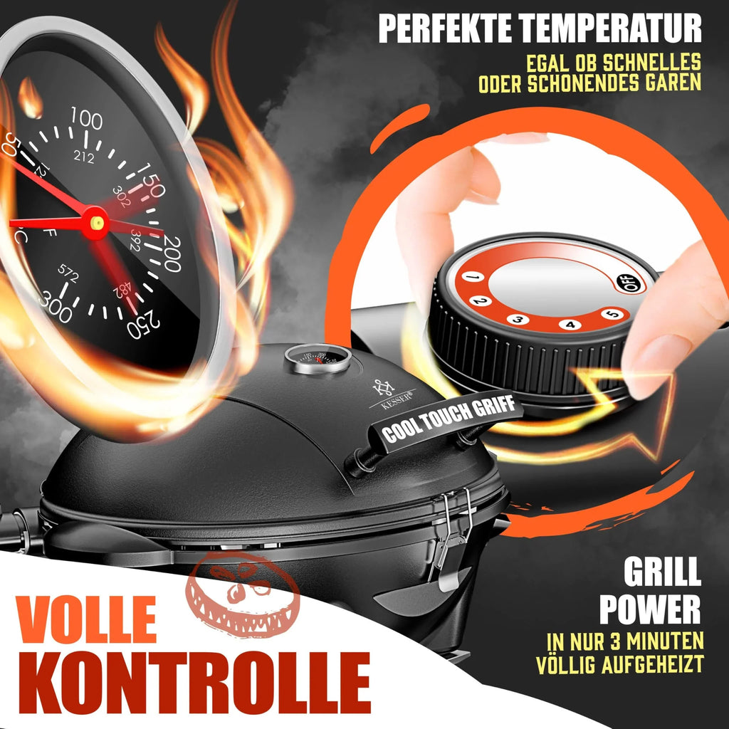 KESSER Parrilla eléctrica 2 en 1 de sobremesa y con soporte, 2400 W, termostato, revestimiento antiadherente, para interior y exterior
