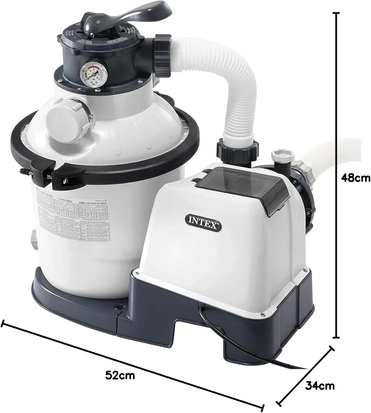 Sistema de filtro de arena para piscina Krystal Clear 26644, bomba de filtrado de 4,5 m³/h para piscinas de hasta 18 000 litros con válvula de 6 vías