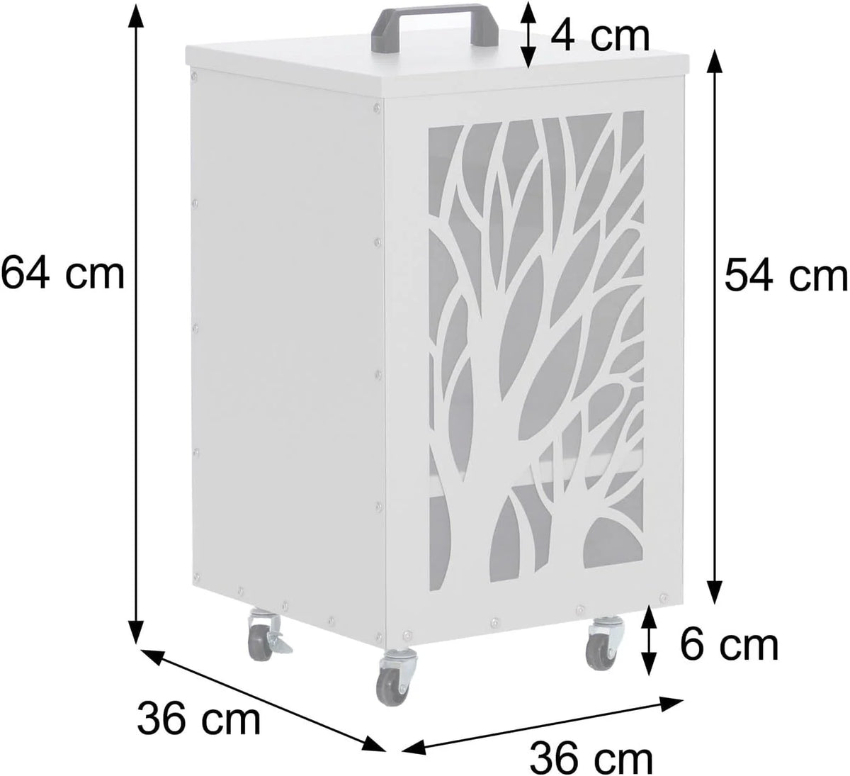 Mendler Pojemnik na pellet HWC-Q30 drzewa, pudełko do przechowywania np. karmy dla zwierząt, rolki nóżki 64 x 36 x 36 cm – biało-jasnoszary