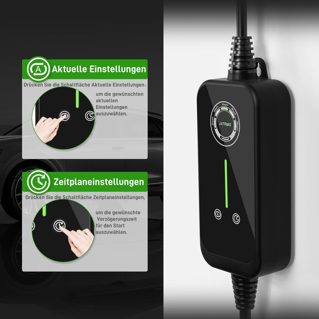 Oryxearth JATRHG Cargador EV de 3,6 kW Tipo 2 16 A, cable de 5 m, portátil y monofásico - Estación de carga para coches eléctricos (P1 3,6 kW 5 m)