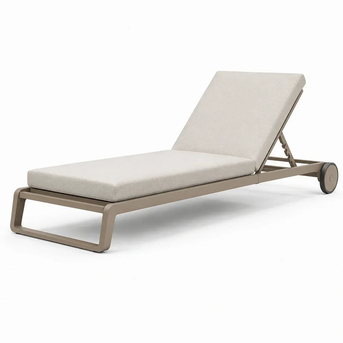Tumbona de aluminio beige ajustable con ruedas