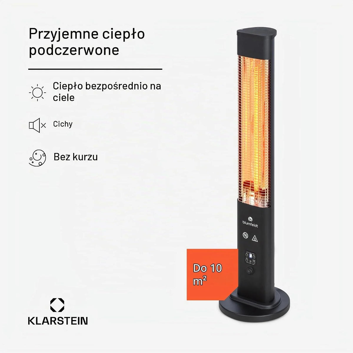 Klarstein Ogrzewanie na podczerwień, Ogrzewanie wolnostojące, Bezpieczny grzejnik z zabezpieczeniem przed przewróceniem, Energooszczędne z IP65, Promiennik tarasowy, 1200 W