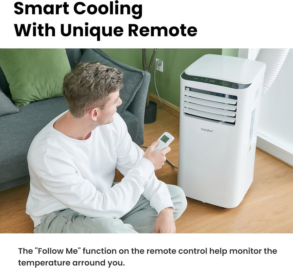 Aire acondicionado portátil Comfee MPPH-09CRN7, 9000 BTU 2,6kW, refrigeración, ventilación y deshumidificación, para habitaciones de hasta 88m³ (33㎡), aire acondicionado portátil con tubo de escape