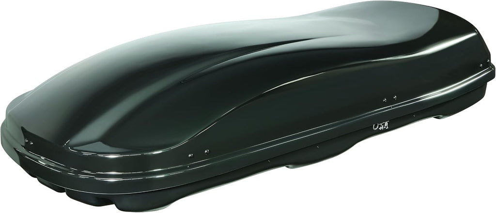 Cofre de techo Farad Marlin 680L negro metalizado con red de sujeción elástica - Apertura bilateral, homologación TÜV-GS, 5 años de garantía - Cierre centralizado de 3 puntos con llave de seguridad