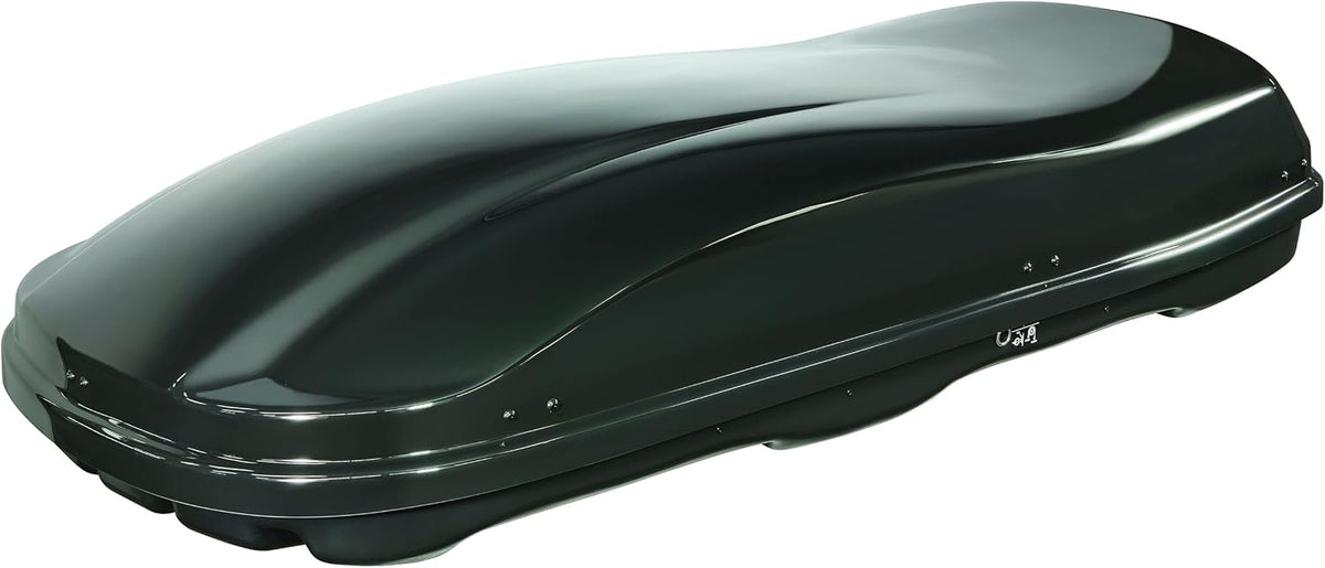 Cofre de techo Farad Marlin 680L negro metalizado con red de sujeción elástica - Apertura bilateral, homologación TÜV-GS, 5 años de garantía - Cierre centralizado de 3 puntos con llave de seguridad