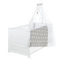Juego de cuna roba Little Stars 70 x 140 cm, convertible y ajustable en altura, con textiles completos, diseño de estrellas, madera blanca