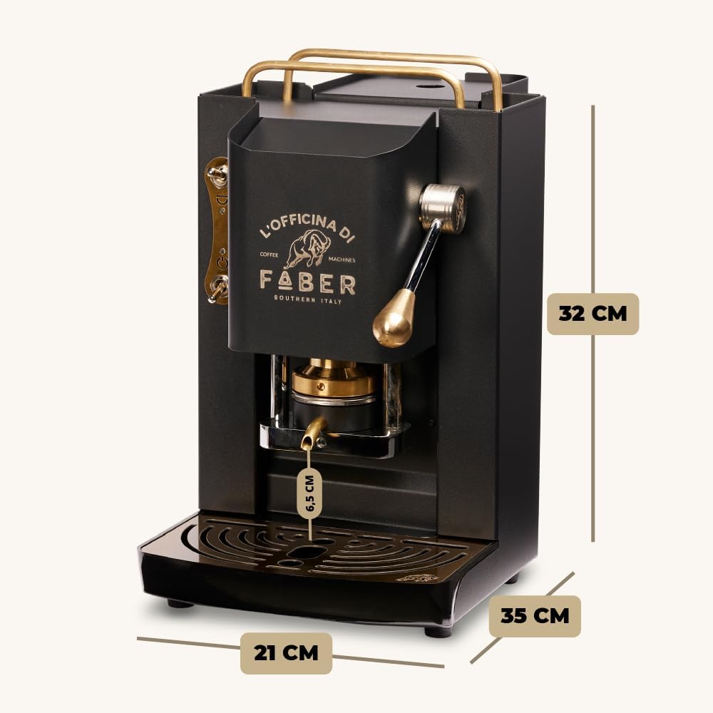 Cafetera Faber PRO Total Deluxe de latón, papel ESE de 44 mm, 1,3 litros, (blanco)