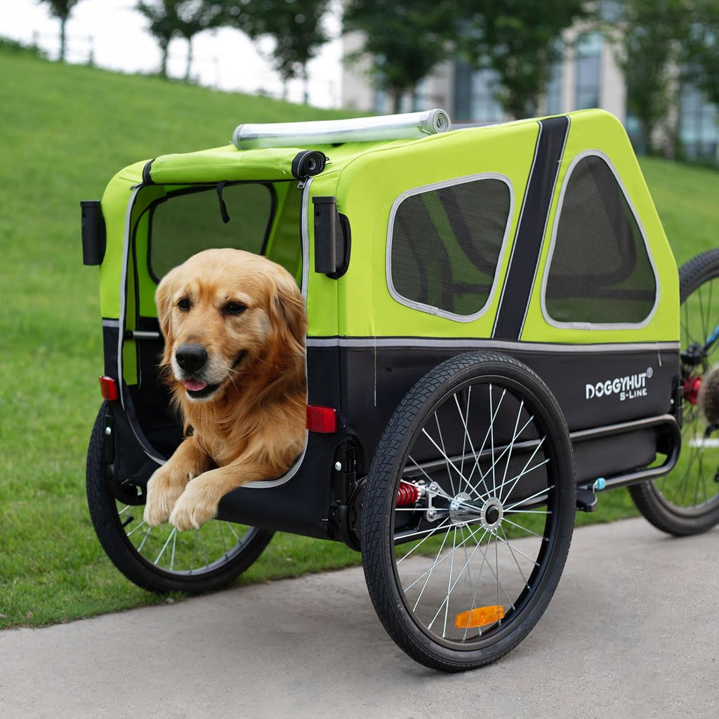 Doggyhut S-Line XL Remolque y cochecito para perros con suspensión 2 en 1, remolque de bicicleta para perros y jogger con suspensión hasta 45 kg