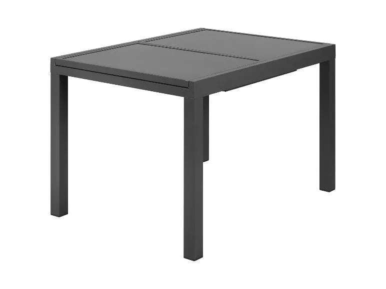 Conjunto de aluminio "Houston", 9 piezas: mesa extensible y 8 sillas de respaldo alto, gris