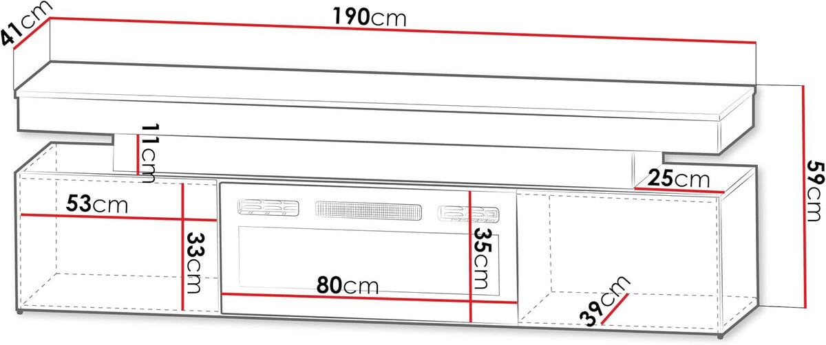 Mueble para TV Mirjan24 Serkuzo EF 2D con chimenea eléctrica, práctico mueble de televisión, soporte para TV con apertura sin tiradores, llama LED realista (blanco/blanco brillante)
