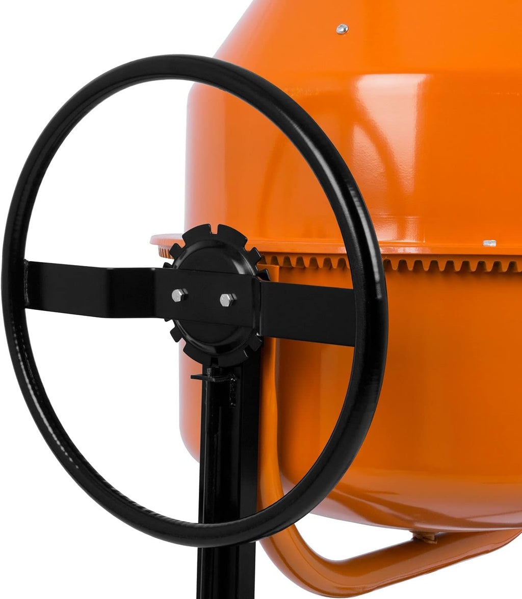 EBERTH 160L Hormigonera eléctrica móvil, motor de 650W, bastidor, tambor y corona dentada de acero, volante bloqueable, placa base ancha, hormigonera profesional, tambor orientable, manejo sencillo