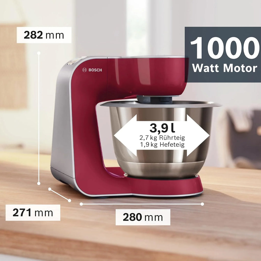 Bosch MUM5 Robot kuchenny 1000 W, MUM58720, czerwony, srebrny