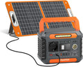 Estación de energía portátil FlashFish de 230Wh con panel solar de 60W, generador solar de 300W (pico de 600W) con 2 puertos CC, 4 puertos USB, luces LED, generador de emergencia para camping, viajes y cortes de energía