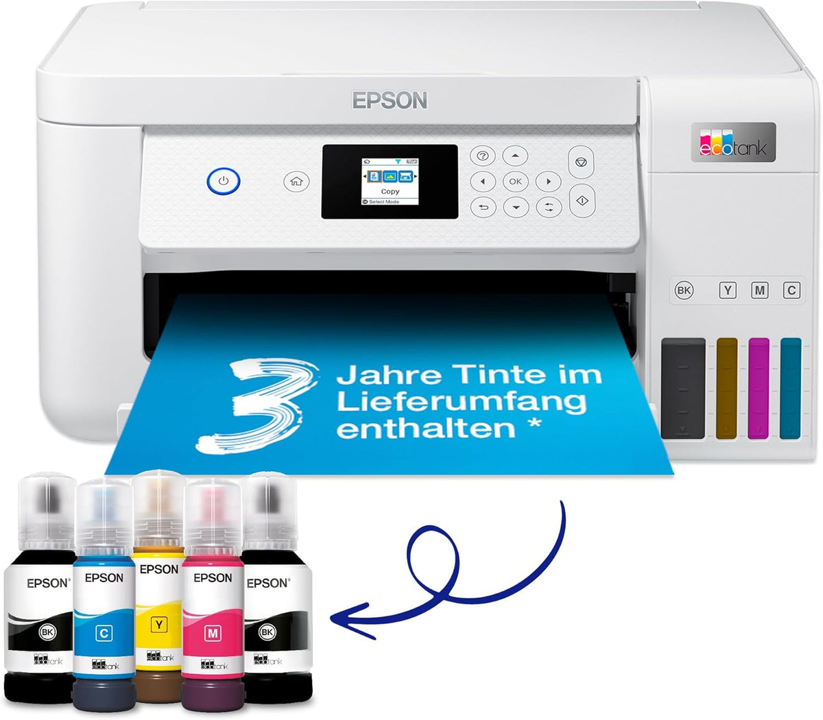 Impresora multifunción de inyección de tinta Wi-Fi Epson EcoTank ET-2826 A4, con un suministro de tinta incluido de hasta 3 años