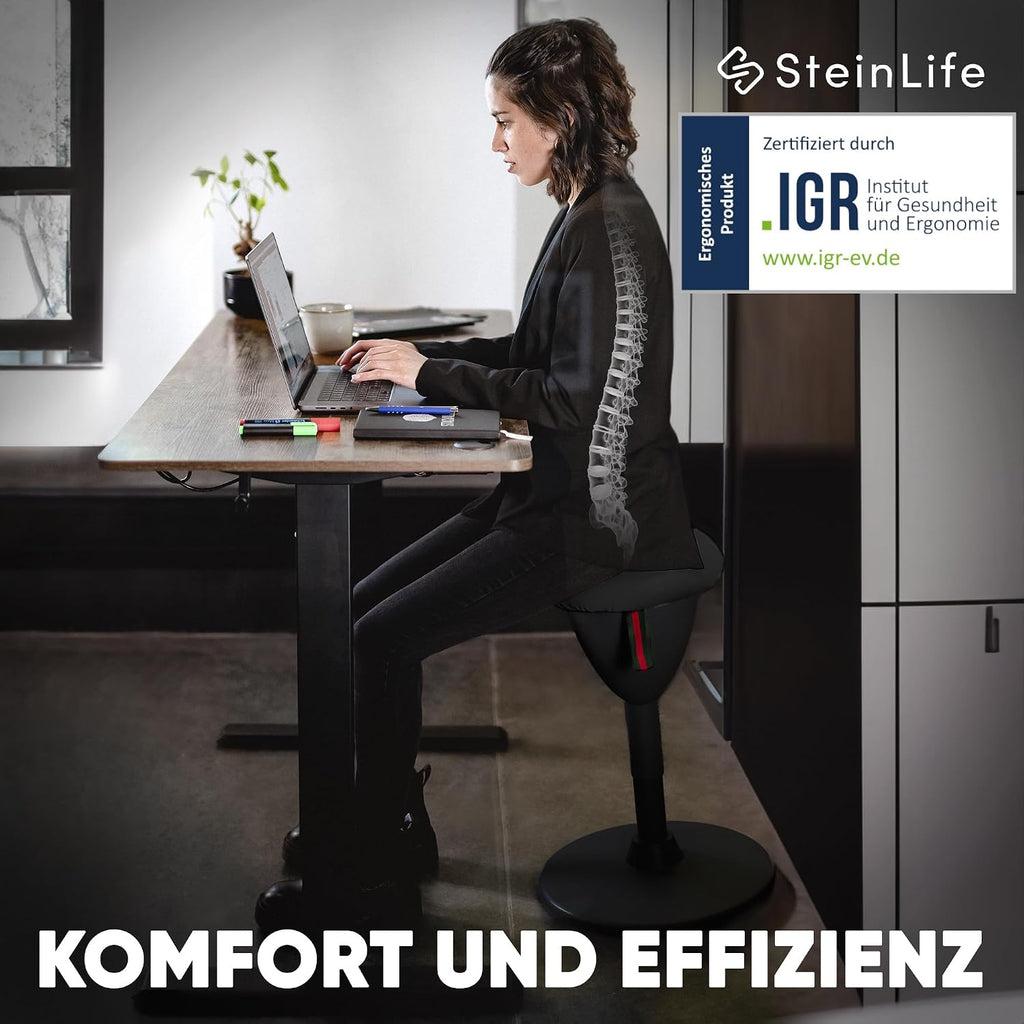 Taburete de oficina ergonómico [GANADOR DEL TEST] Taburete de pie regulable en altura [58-83 cm] Taburete ergonómico para oficina [efecto oscilante] Taburete oscilante Taburete de asiento | Taburete de trabajo antideslizante redondo