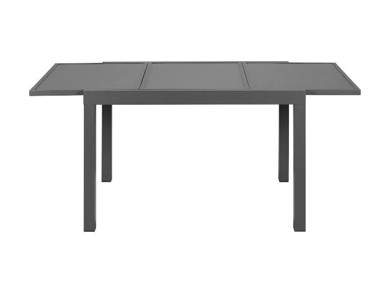 Conjunto de aluminio "Houston", 9 piezas: mesa extensible y 8 sillas de respaldo alto, gris