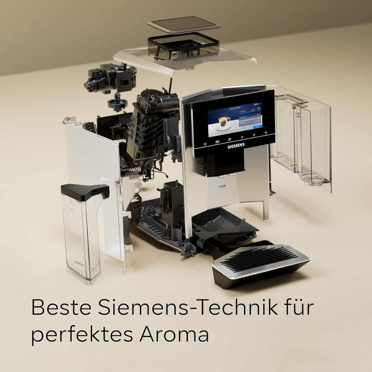 Cafetera superautomática Siemens EQ900 TQ903D03, control por app, pantalla táctil intuitiva, modo barista, AromaBoost, reducción de ruido, molinillo premium, limpieza automática con vapor, 1500 W, acero inoxidable