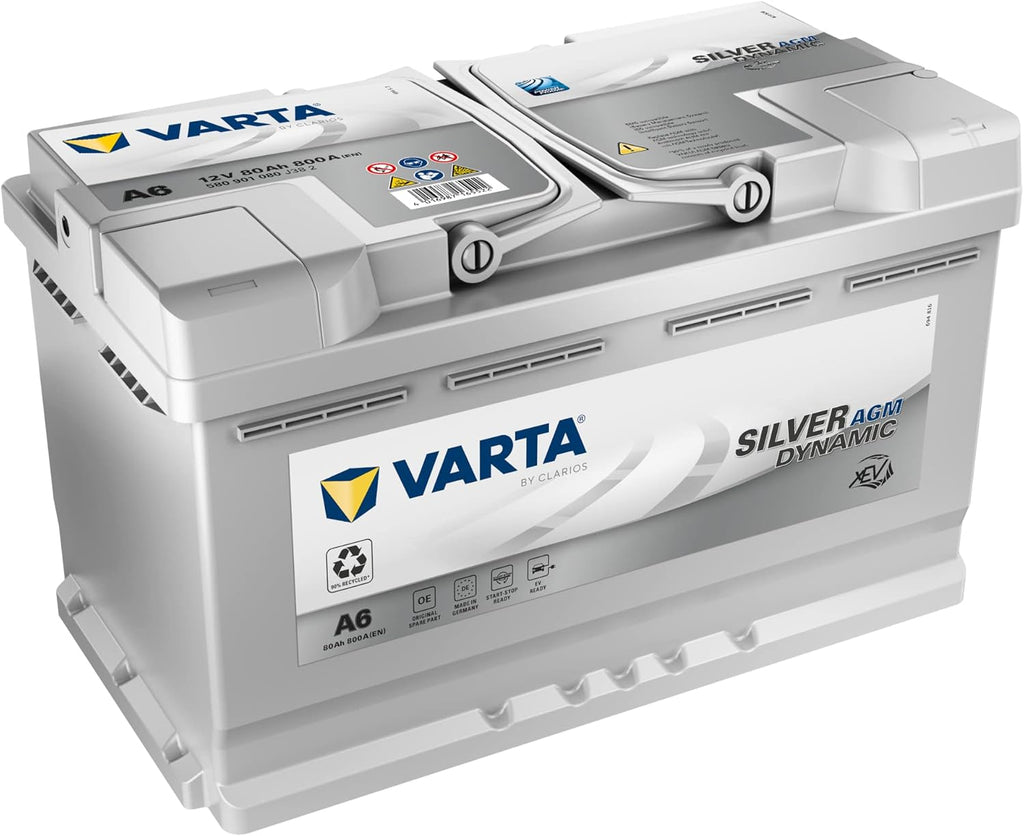 Batería VARTA Silver Dynamic AGM A6 – Batería de coche Start-Stop y xEV 12V 80Ah 800A – Batería de arranque para coches con alta demanda de energía