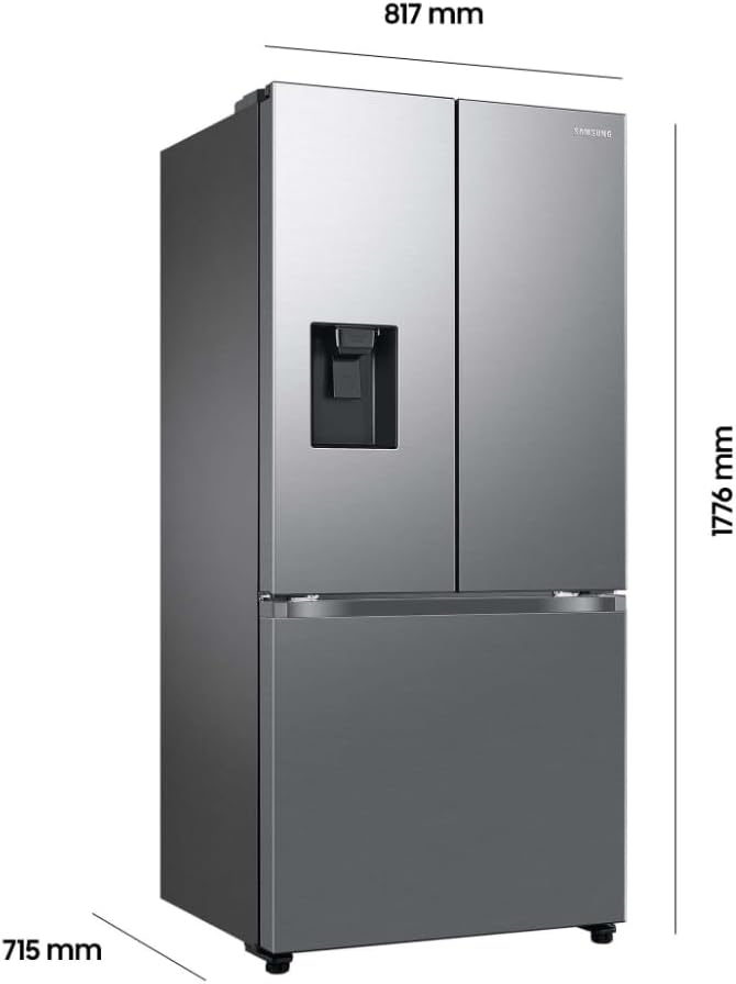 Frigorífico Samsung French Door con congelador, 178 cm, 495 l, WiFi y modo de ahorro de energía AI SmartThings, Twin Cooling+, fabricador de hielo automático, No Frost+, aspecto acero inoxidable, RF50C530ES9/EF