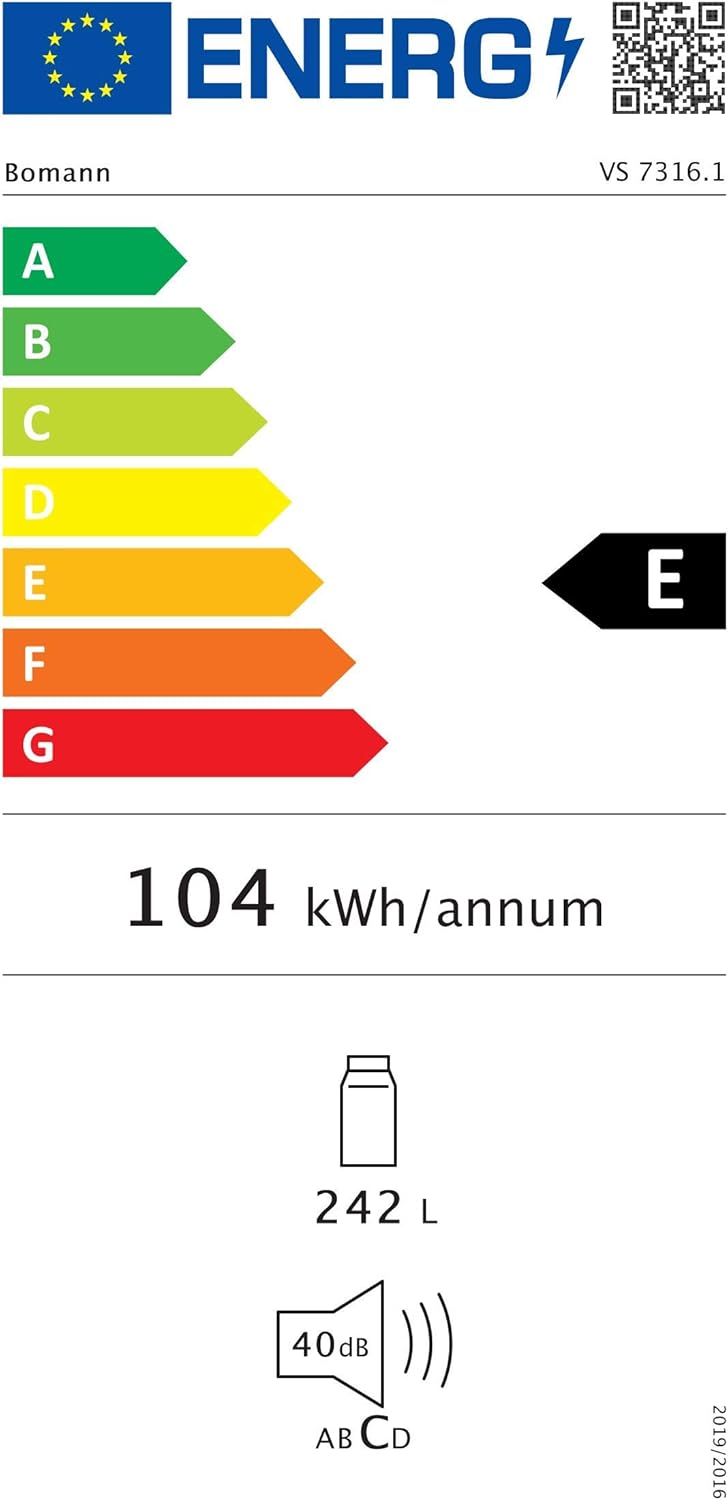 Refrigerador de una puerta de libre instalación Bomann® | Frigorífico grande de 242 litros | incl. iluminación LED | ideal para bebidas y alimentos | bisagra de puerta reversible | VS 7316.1 blanco