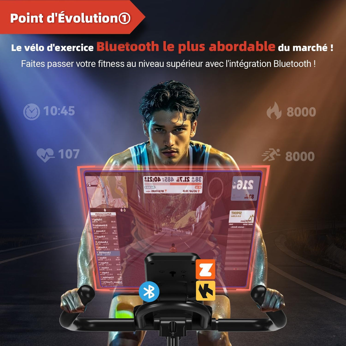 CHAOKE Bicicleta Estática Silenciosa con Resistencia Magnética Ajustable, Bicicleta Estática con APP, Bicicleta de Ejercicio con Monitor LCD, Asiento Cómodo, para Entrenamiento Cardio, Capacidad 160 KG