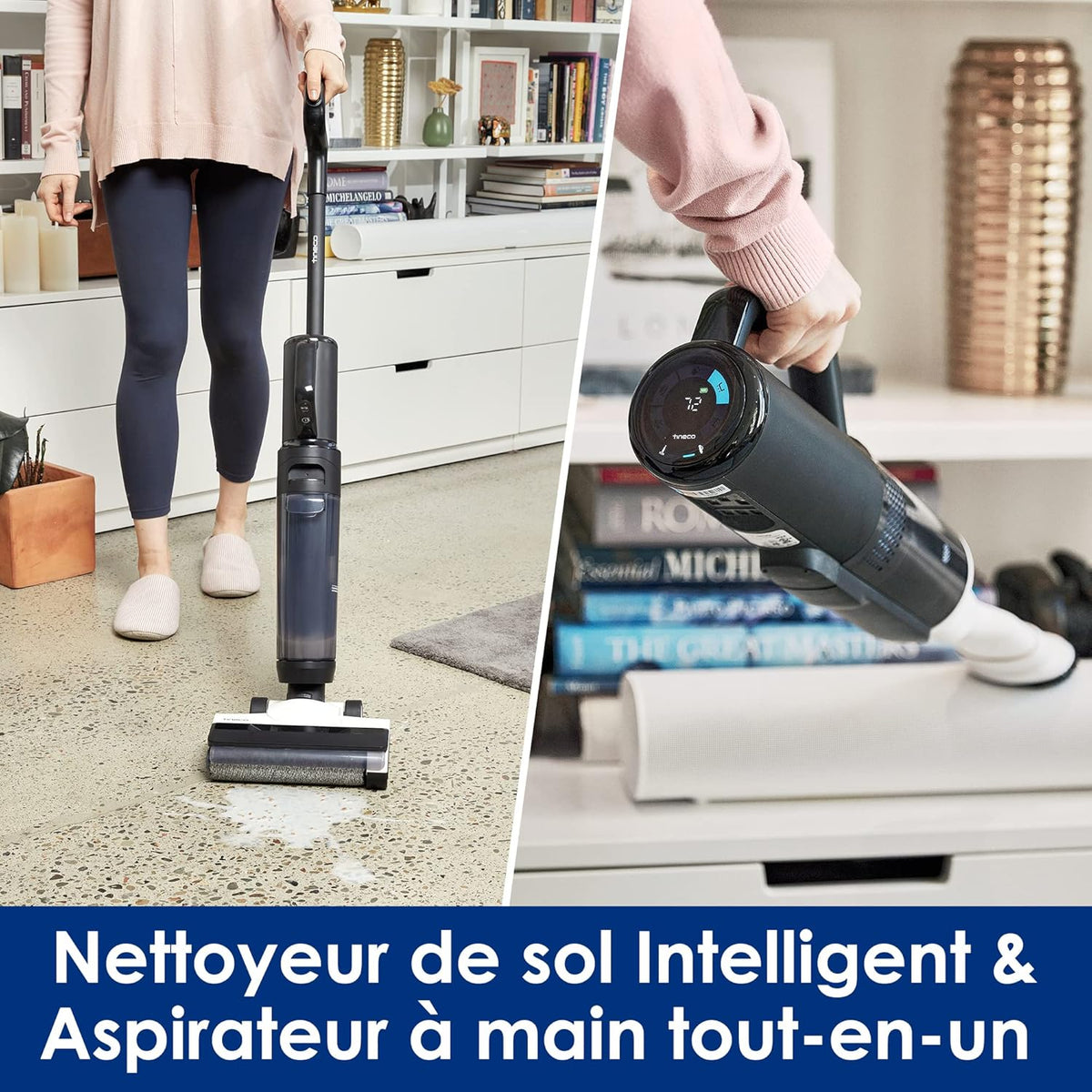 Aspiradora y fregadora inalámbrica inteligente Tineco Floor One S5 Combo, S5 Combo ideal para suciedad pegajosa y pelo de mascotas, ligera, ultrasilenciosa, pantalla inteligente