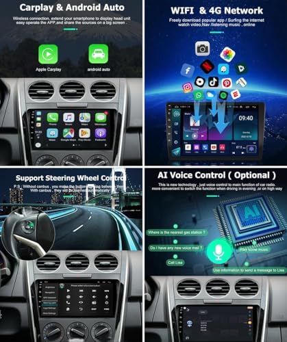 Autorradio Doble DIN con pantalla táctil HD de 9 pulgadas para Citroën C5 X7 (2008-2017), compatible con CarPlay y Android Auto, GPS, Wi-Fi, Bluetooth y Mirror Link. Procesador de 8 núcleos. Memoria: 2
