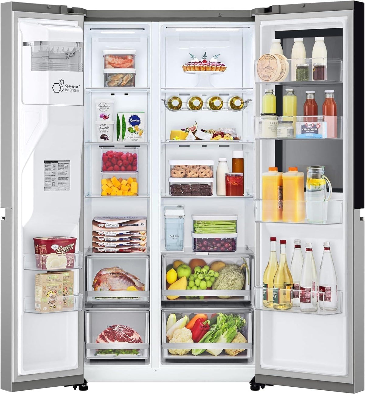 Frigorífico Side by Side LG GSGV81PYLL, Clase E, 635 L, Instaview, frigorífico con congelador, dispensador de hielo, hielo picado y agua, Total NoFrost, compresor Smart Inverter, Wi-Fi
