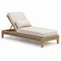 Tumbona de teca con trenzado de poliéster beige 200 cm