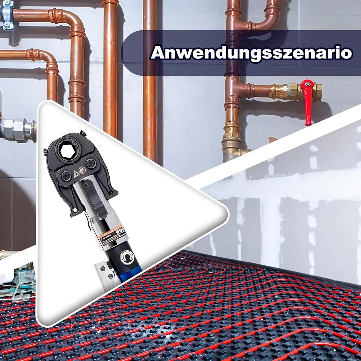 Alicate prensatubos hidráulico con contorno V y TH HT-1930 8T 80kN 12–32mm, juego de mordazas de prensado para cobre, acero inoxidable y tubería multicapa