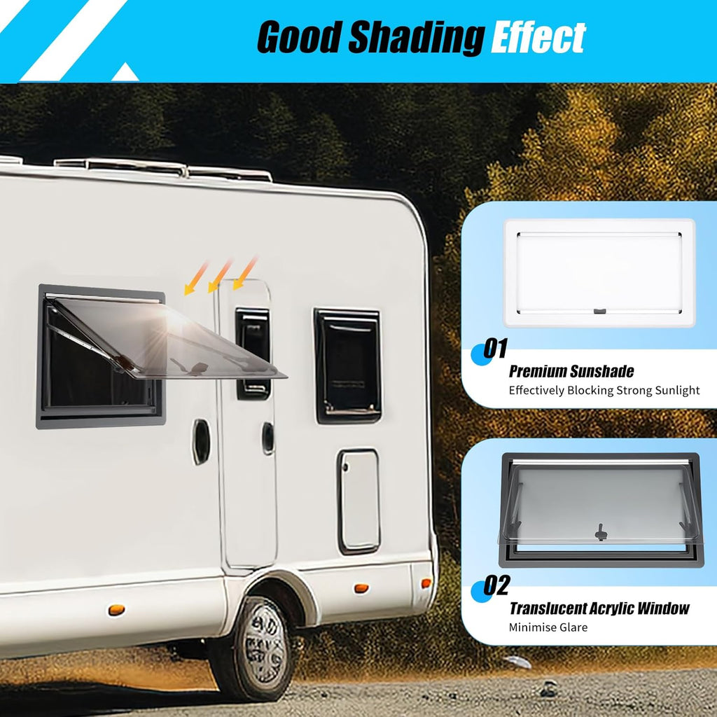LENDISIY Ventana lateral para autocaravana Ventana abatible 90x50cm Ventana para caravana Ventana de empuje con marco Protección solar y visual para RV Caravana Autocaravana Furgoneta