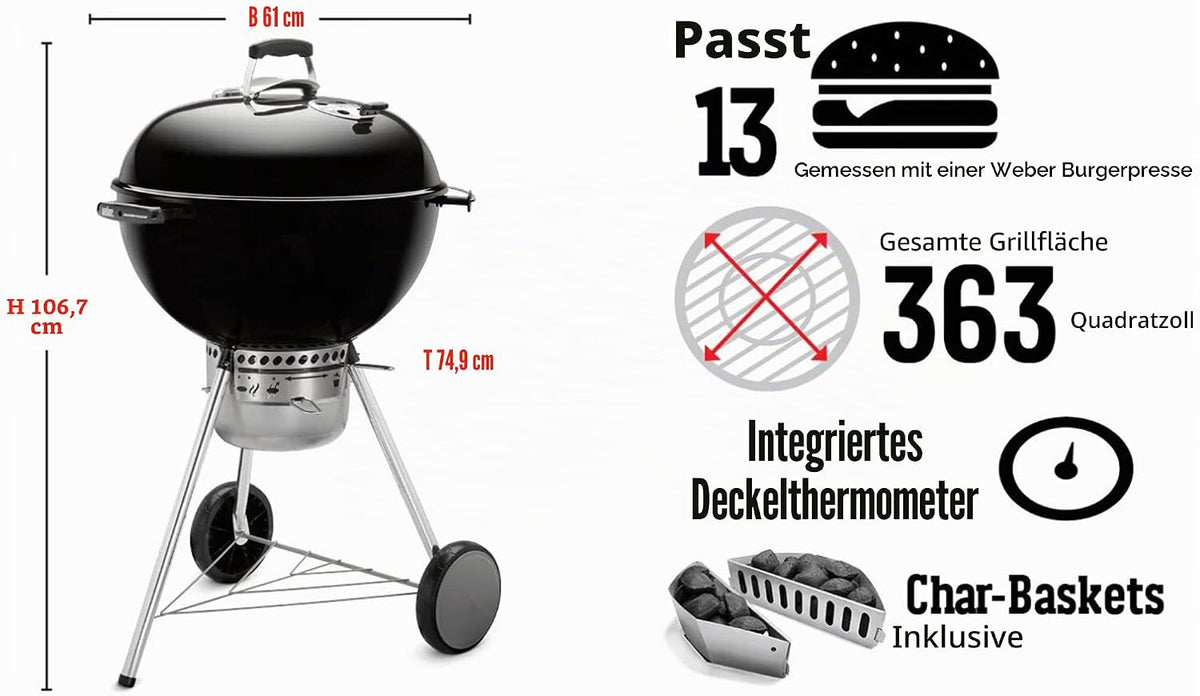 Barbacoa de carbón Weber Master-Touch, 56 cm, color marfil